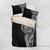 Hawaiian Traditional Tattoos Bedding Set Kakau Tribal Tropical Plant Motif Black Color LT03 US Twin 172cm x 218cm Black - Polynesian Pride