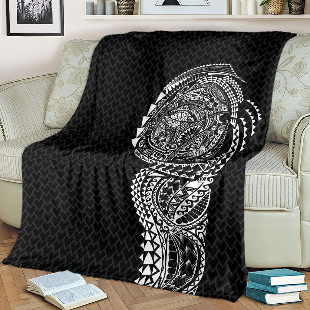 Hawaiian Traditional Tattoos Blanket Kakau Tribal Tropical Plant Motif Black Color LT03 - Polynesian Pride