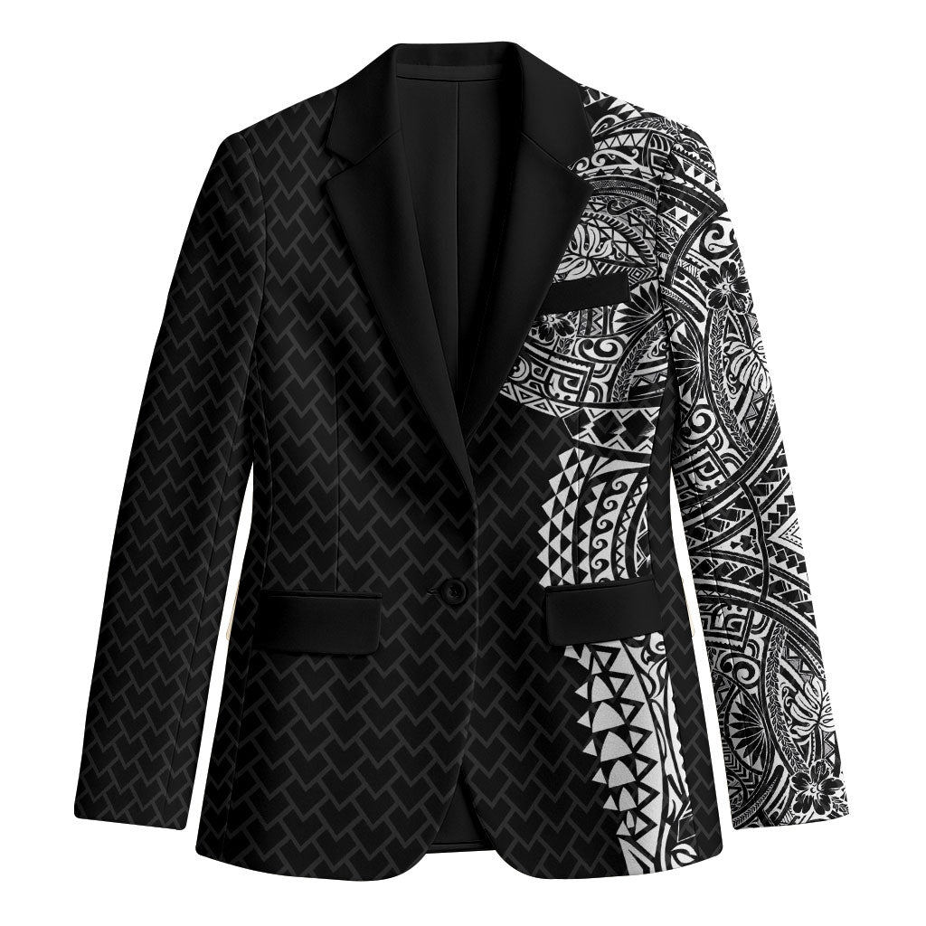 Hawaiian Traditional Tattoos Blazer Kakau Tribal Tropical Plant Motif Black Color LT03 Unisex Black - Polynesian Pride