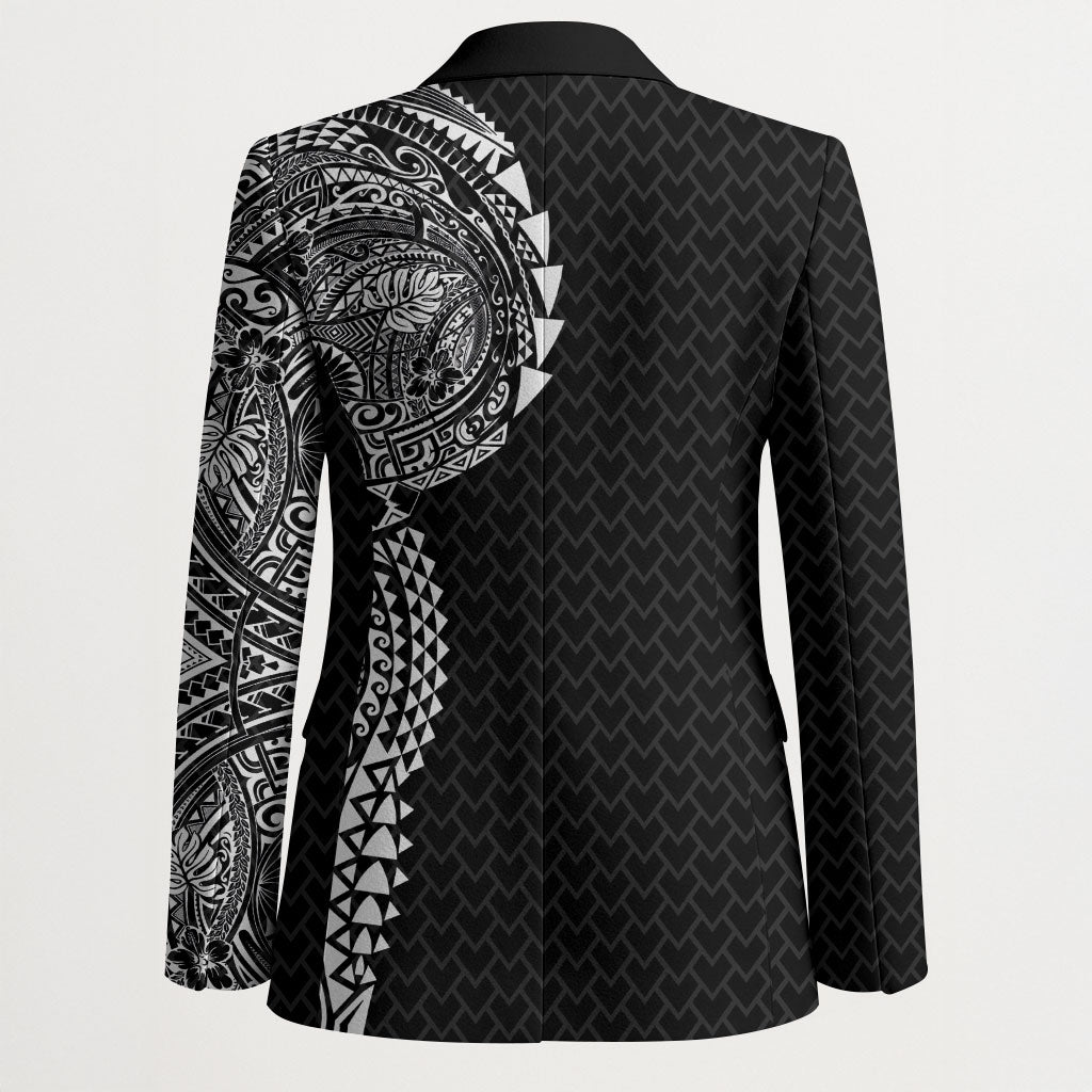 Hawaiian Traditional Tattoos Blazer Kakau Tribal Tropical Plant Motif Black Color LT03 - Polynesian Pride