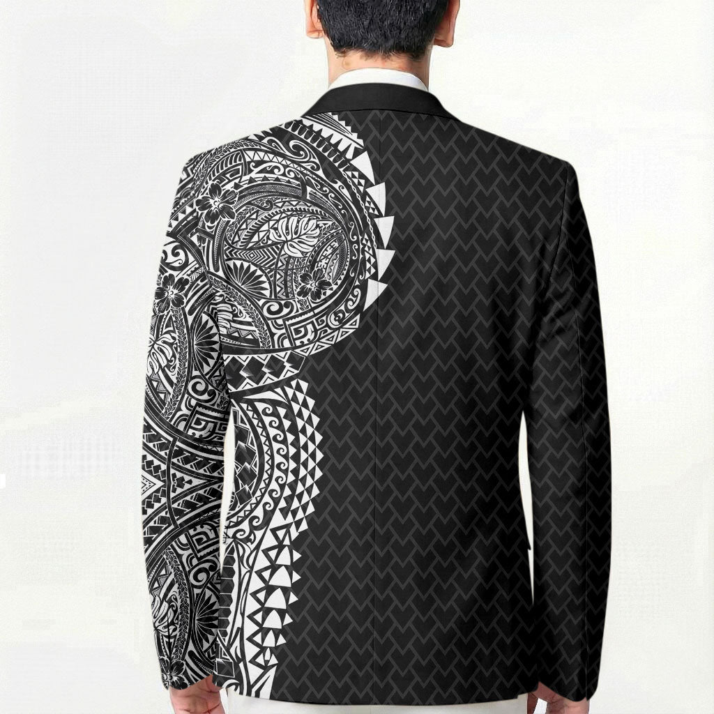 Hawaiian Traditional Tattoos Blazer Kakau Tribal Tropical Plant Motif Black Color LT03 - Polynesian Pride