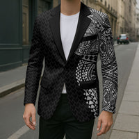 Hawaiian Traditional Tattoos Blazer Kakau Tribal Tropical Plant Motif Black Color LT03 - Polynesian Pride