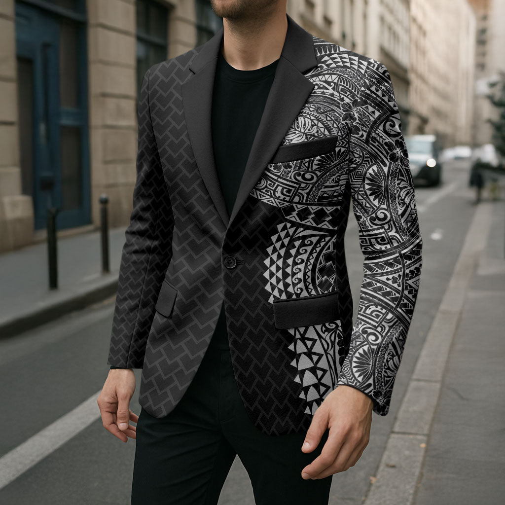 Hawaiian Traditional Tattoos Blazer Kakau Tribal Tropical Plant Motif Black Color LT03 - Polynesian Pride