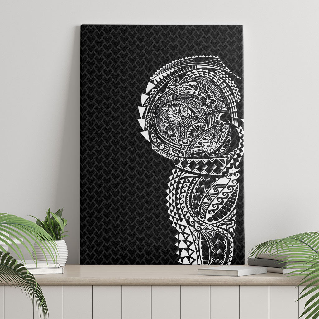 Hawaiian Traditional Tattoos Canvas Wall Art Kakau Tribal Tropical Plant Motif Black Color LT03 - Polynesian Pride