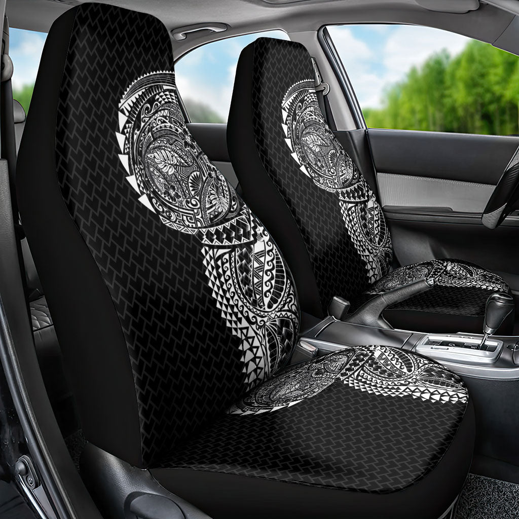 Hawaiian Traditional Tattoos Car Seat Cover Kakau Tribal Tropical Plant Motif Black Color LT03 - Polynesian Pride