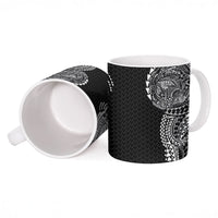 Hawaiian Traditional Tattoos Ceramic Mug Kakau Tribal Tropical Plant Motif Black Color LT03 - Polynesian Pride