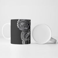 Hawaiian Traditional Tattoos Ceramic Mug Kakau Tribal Tropical Plant Motif Black Color LT03 - Polynesian Pride