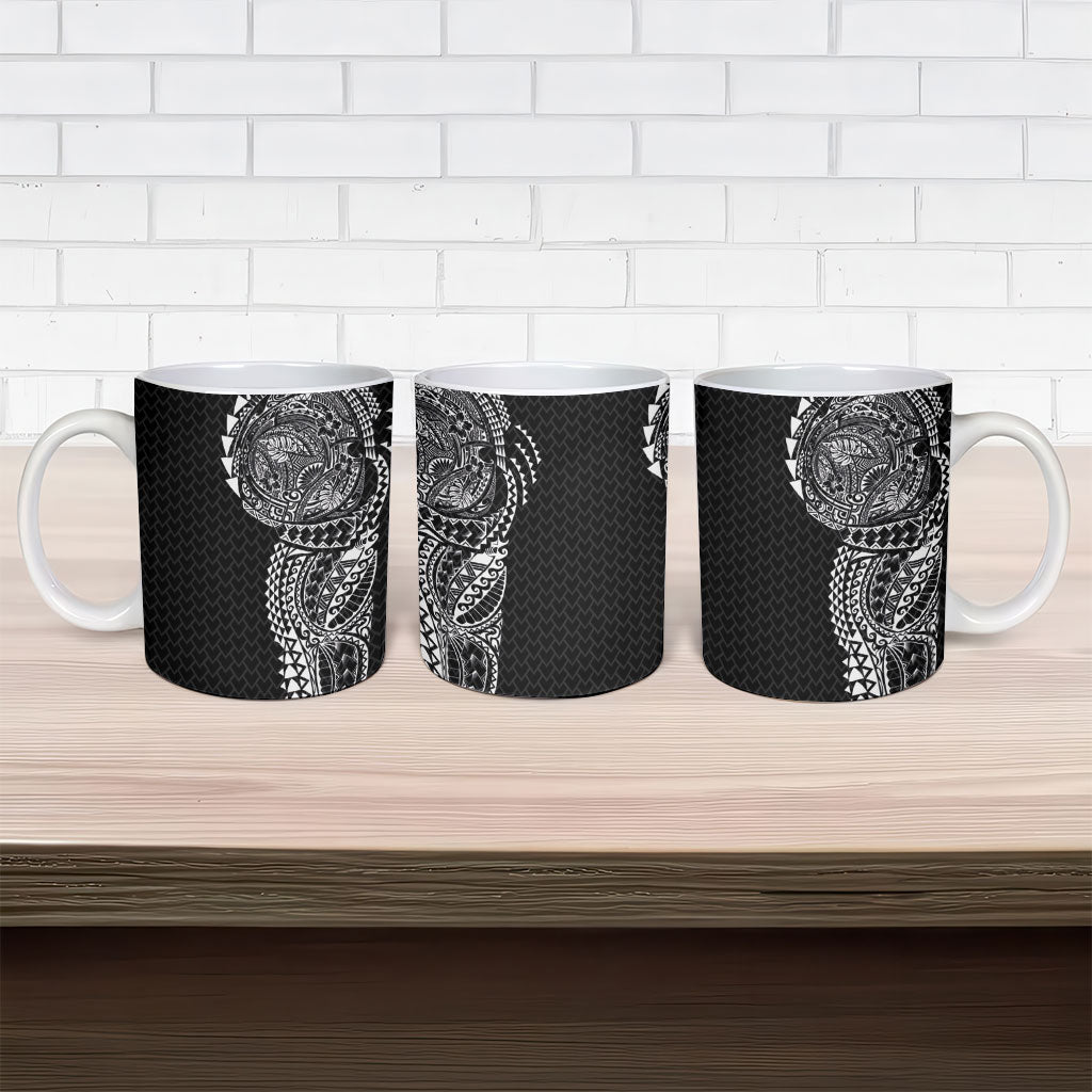 Hawaiian Traditional Tattoos Ceramic Mug Kakau Tribal Tropical Plant Motif Black Color LT03 - Polynesian Pride