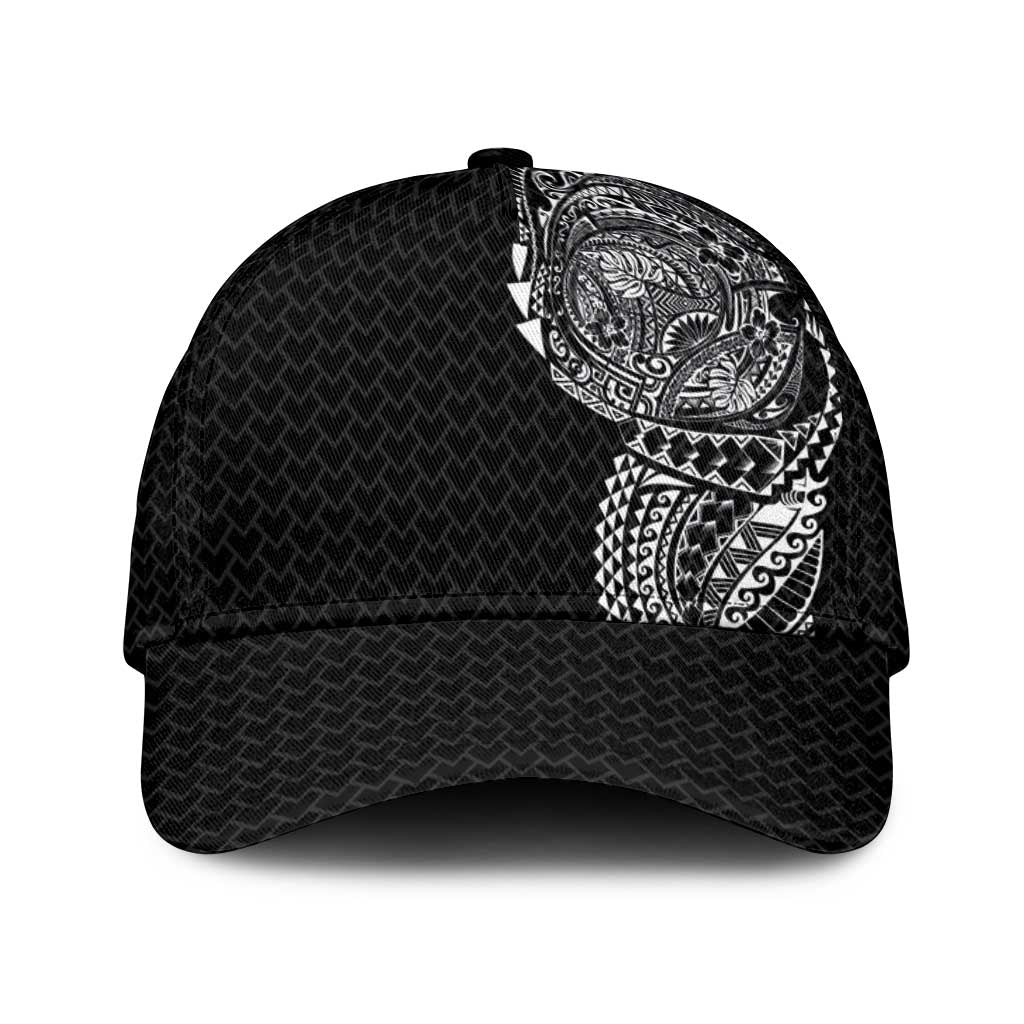 Hawaiian Traditional Tattoos Classic Cap Kakau Tribal Tropical Plants Motif Black Color