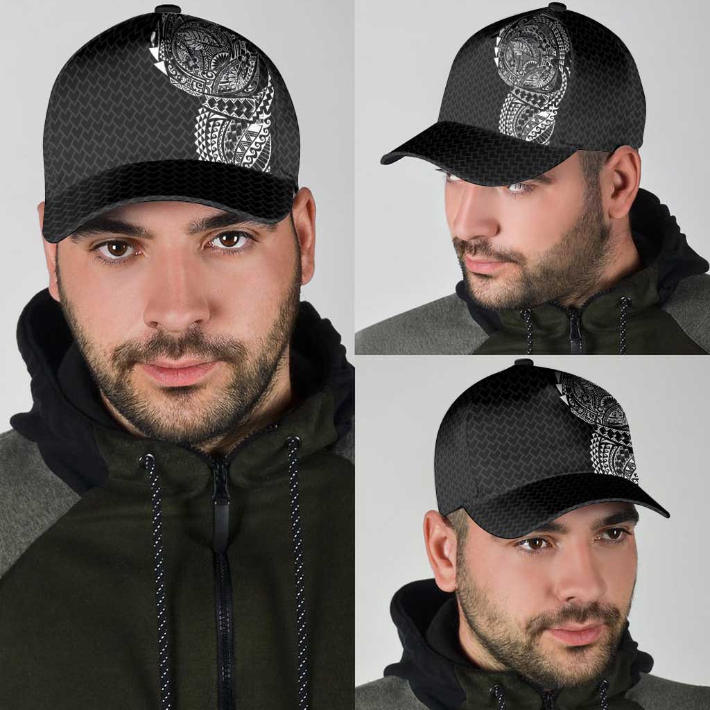 Hawaiian Traditional Tattoos Classic Cap Kakau Tribal Tropical Plants Motif Black Color