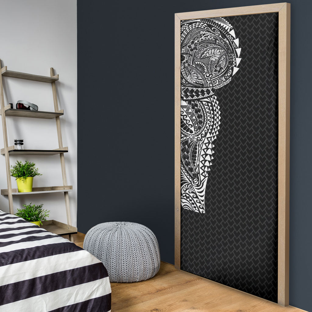 Hawaiian Traditional Tattoos Door Cover Kakau Tribal Tropical Plant Motif Black Color LT03 - Polynesian Pride