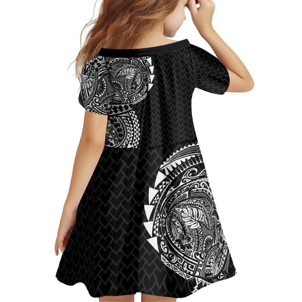 Hawaiian Traditional Tattoos Family Matching Puletasi and Hawaiian Shirt Kakau Tribal Tropical Plant Motif Black Color LT03 - Polynesian Pride