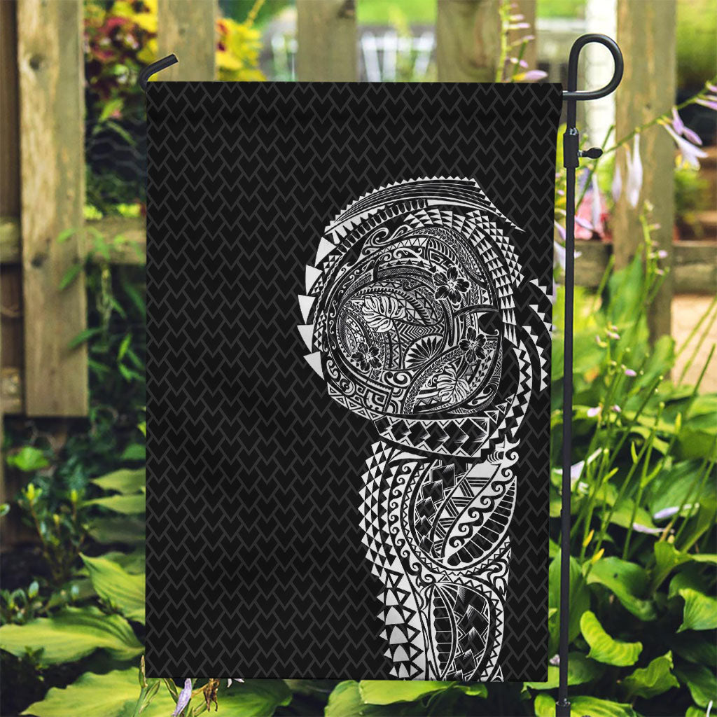 Hawaiian Traditional Tattoos Garden Flag Kakau Tribal Tropical Plant Motif Black Color LT03 Garden Flag Black - Polynesian Pride