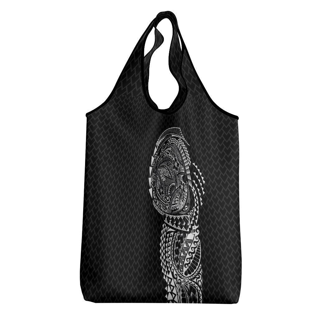 Hawaiian Traditional Tattoos Grocery Bag Kakau Tribal Tropical Plant Motif Black Color LT03 - Polynesian Pride