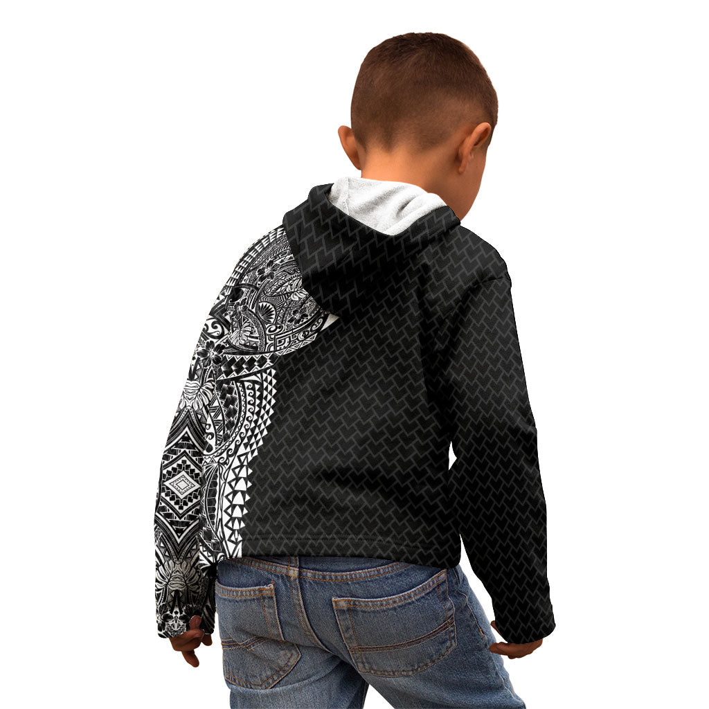 Hawaiian Traditional Tattoos Kid Hoodie Kakau Tribal Tropical Plant Motif Black Color LT03 - Polynesian Pride