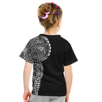 Hawaiian Traditional Tattoos Kid T Shirt Kakau Tribal Tropical Plant Motif Black Color LT03 - Polynesian Pride