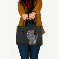 Hawaiian Traditional Tattoos Leather Bag Kakau Tribal Tropical Plant Motif Black Color LT03 - Polynesian Pride