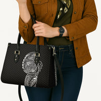 Hawaiian Traditional Tattoos Leather Bag Kakau Tribal Tropical Plant Motif Black Color LT03 - Polynesian Pride