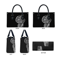 Hawaiian Traditional Tattoos Leather Bag Kakau Tribal Tropical Plant Motif Black Color LT03 - Polynesian Pride