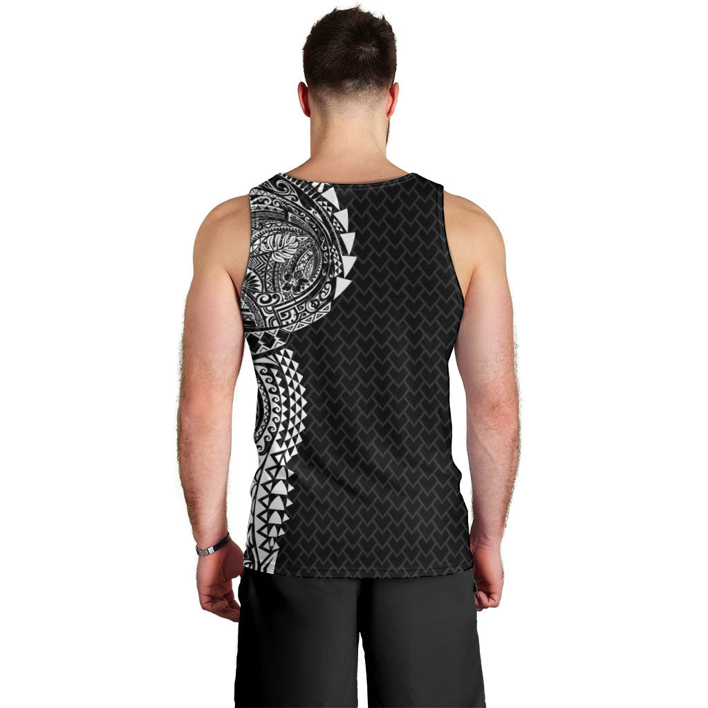 Hawaiian Traditional Tattoos Men Tank Top Kakau Tribal Tropical Plant Motif Black Color LT03 - Polynesian Pride