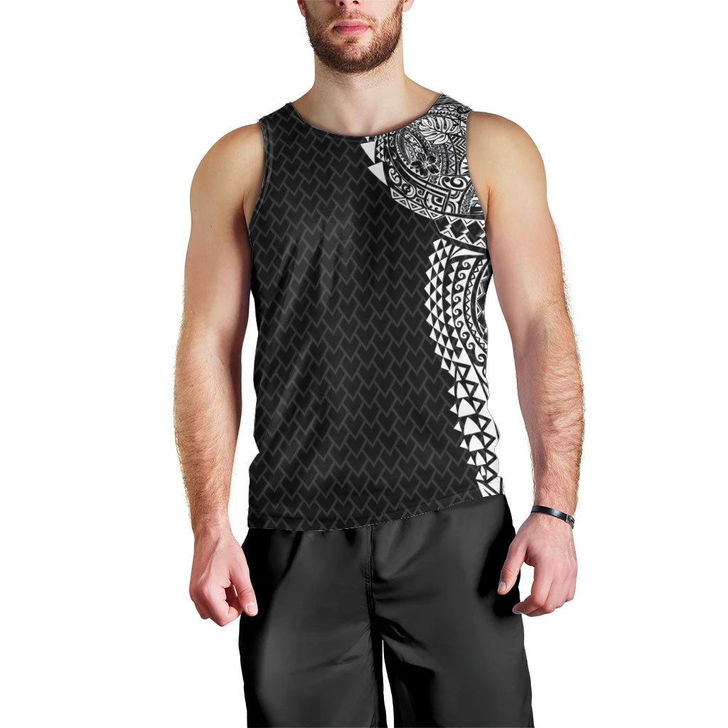 Hawaiian Traditional Tattoos Men Tank Top Kakau Tribal Tropical Plant Motif Black Color LT03 - Polynesian Pride