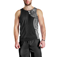 Hawaiian Traditional Tattoos Men Tank Top Kakau Tribal Tropical Plant Motif Black Color LT03 - Polynesian Pride