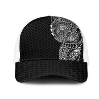 Hawaiian Traditional Tattoos Mesh Trucker Cap Kakau Tribal Tropical Plants Motif Black Color LT03 One Size White Black - Polynesian Pride