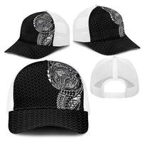Hawaiian Traditional Tattoos Mesh Trucker Cap Kakau Tribal Tropical Plants Motif Black Color LT03 - Polynesian Pride