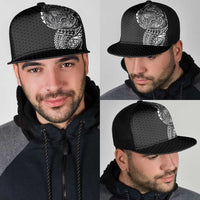 Hawaiian Traditional Tattoos Mesh Trucker Cap Kakau Tribal Tropical Plants Motif Black Color LT03 - Polynesian Pride