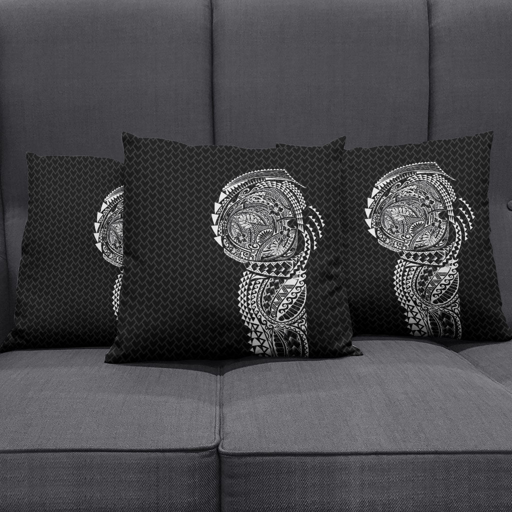 Hawaiian Traditional Tattoos Pillow Cover Kakau Tribal Tropical Plant Motif Black Color LT03 - Polynesian Pride