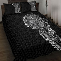 Hawaiian Traditional Tattoos Quilt Bed Set Kakau Tribal Tropical Plant Motif Black Color LT03 Black - Polynesian Pride