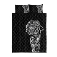 Hawaiian Traditional Tattoos Quilt Bed Set Kakau Tribal Tropical Plant Motif Black Color LT03 - Polynesian Pride
