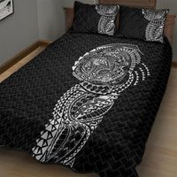 Hawaiian Traditional Tattoos Quilt Bed Set Kakau Tribal Tropical Plant Motif Black Color LT03 - Polynesian Pride