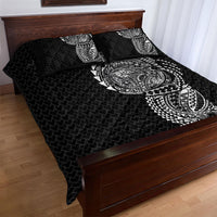 Hawaiian Traditional Tattoos Quilt Bed Set Kakau Tribal Tropical Plant Motif Black Color LT03 - Polynesian Pride