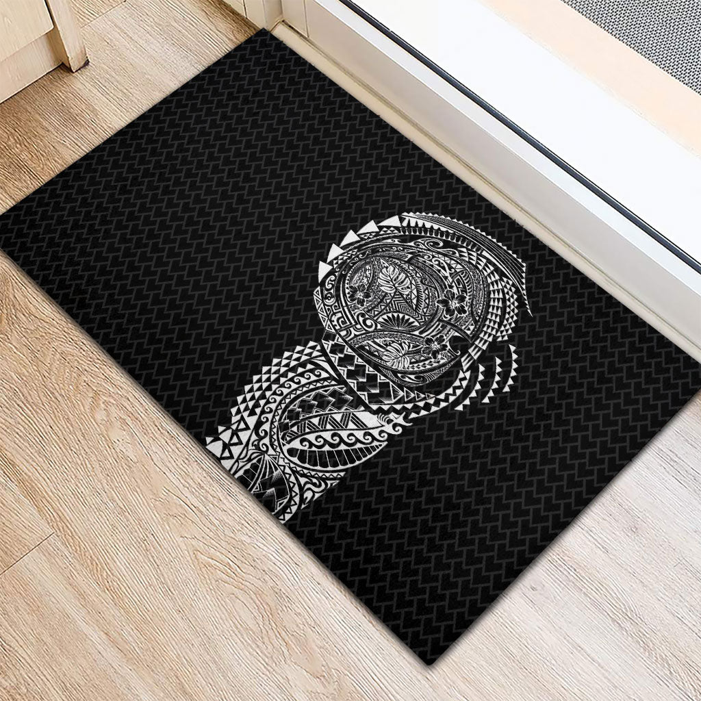 Hawaiian Traditional Tattoos Rubber Doormat Kakau Tribal Tropical Plant Motif Black Color LT03 - Polynesian Pride