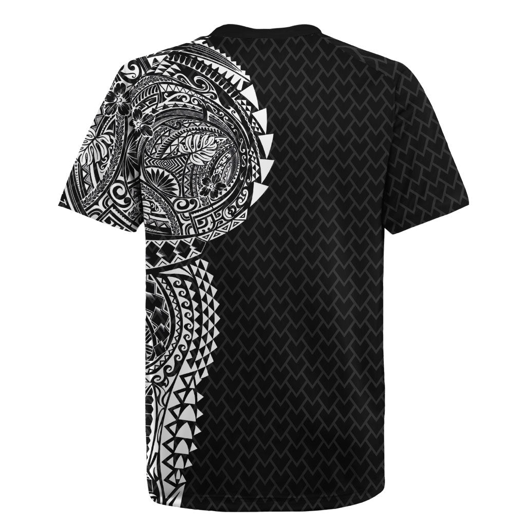 Hawaiian Traditional Tattoos Rugby Jersey Kakau Tribal Tropical Plant Motif Black Color LT03 - Polynesian Pride