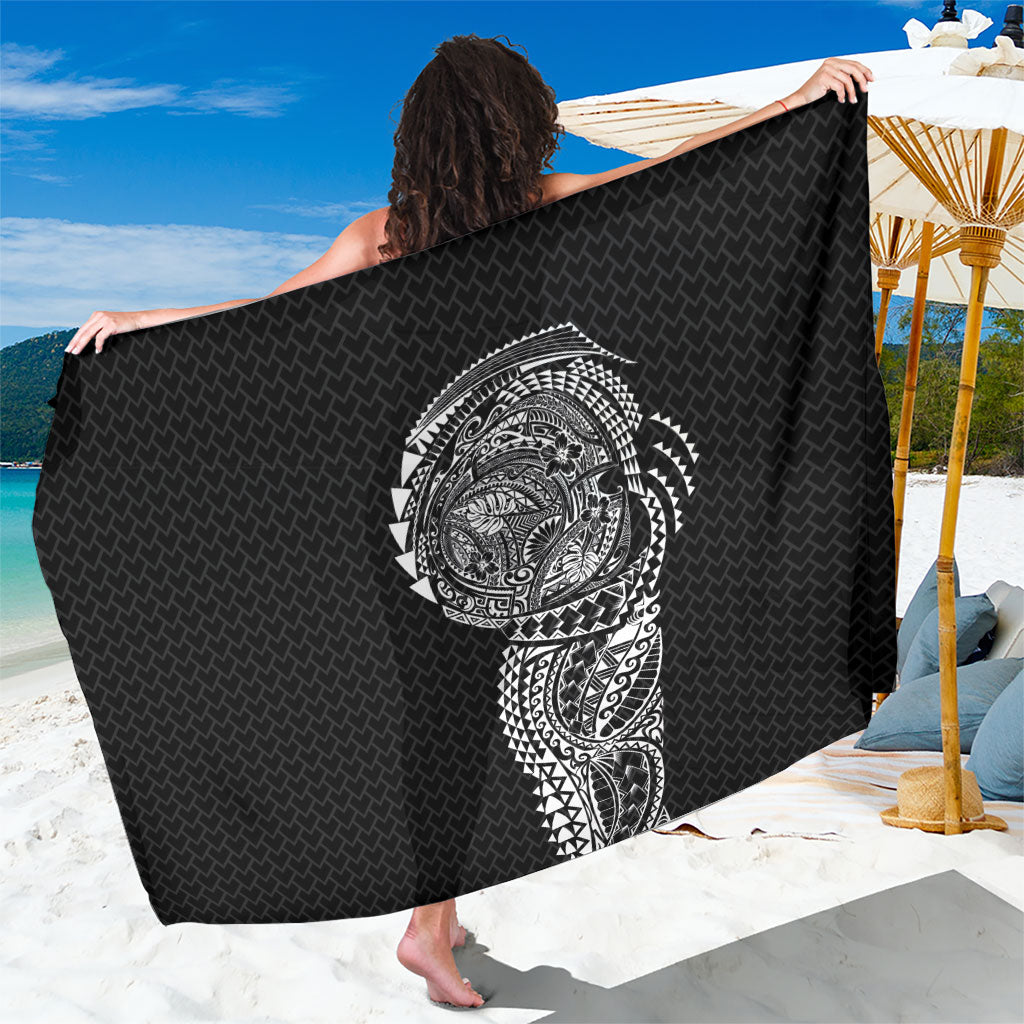 Hawaiian Traditional Tattoos Sarong Kakau Tribal Tropical Plant Motif Black Color LT03 One Size 44 x 66 inches Black - Polynesian Pride