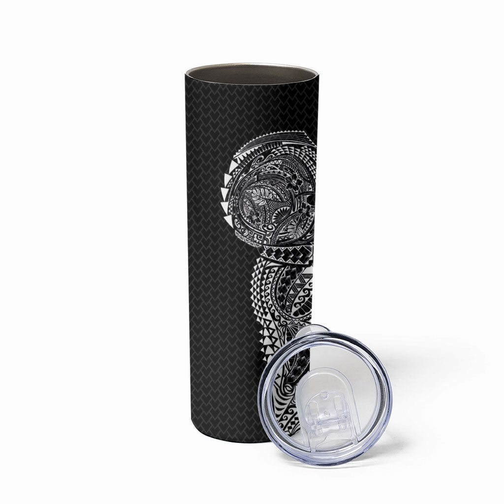 Hawaiian Traditional Tattoos Skinny Tumbler Kakau Tribal Tropical Plant Motif Black Color LT03 - Polynesian Pride