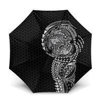 Hawaiian Traditional Tattoos Umbrella Kakau Tribal Tropical Plant Motif Black Color LT03 One Size Folded 11.42 inch Opened Diameter 37.4 inch Black - Polynesian Pride