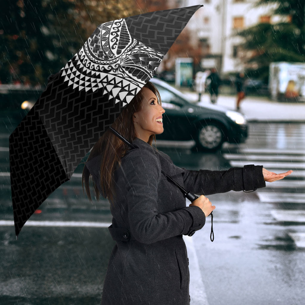Hawaiian Traditional Tattoos Umbrella Kakau Tribal Tropical Plant Motif Black Color LT03 - Polynesian Pride