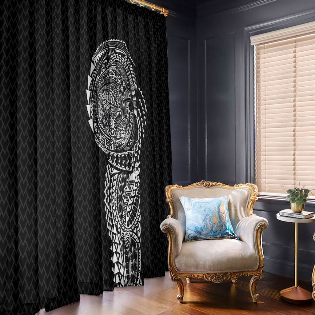 Hawaiian Traditional Tattoos Window Curtain Kakau Tribal Tropical Plant Motif Black Color LT03 - Polynesian Pride