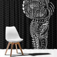 Hawaiian Traditional Tattoos Window Curtain Kakau Tribal Tropical Plant Motif Black Color LT03 - Polynesian Pride