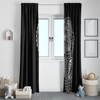 Hawaiian Traditional Tattoos Window Curtain Kakau Tribal Tropical Plant Motif Black Color LT03 - Polynesian Pride