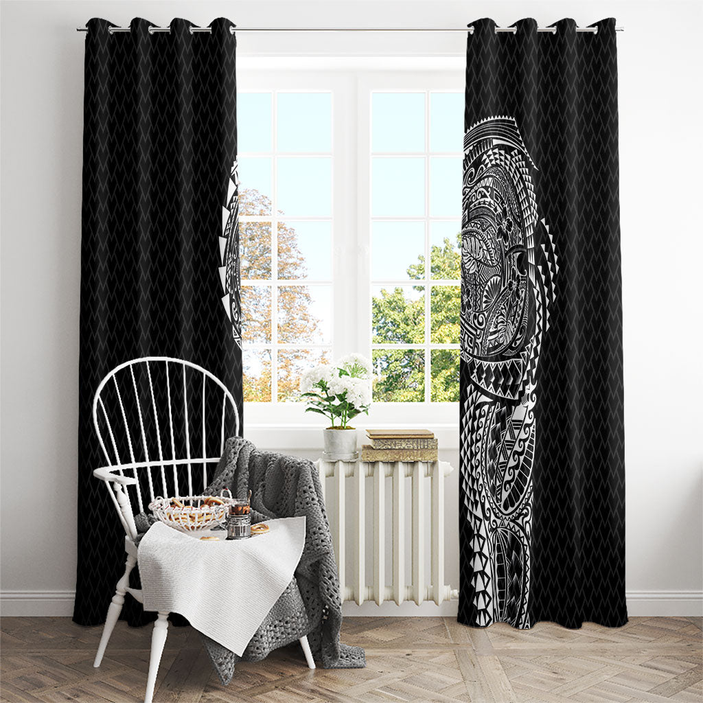Hawaiian Traditional Tattoos Window Curtain Kakau Tribal Tropical Plant Motif Black Color LT03 - Polynesian Pride
