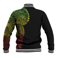 Hawaiian Traditional Tattoos Baseball Jacket Kakau Tribal Tropical Plant Motif Kanaka Maoli Flag Color Inspired LT03 - Polynesian Pride