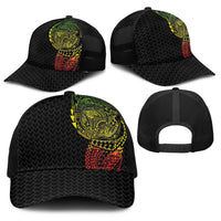 Hawaiian Traditional Tattoos Baseball Net Cap Kakau Tribal Tropical Plants Motif Kanaka Maoli Flag Color Inspired LT03 - Polynesian Pride