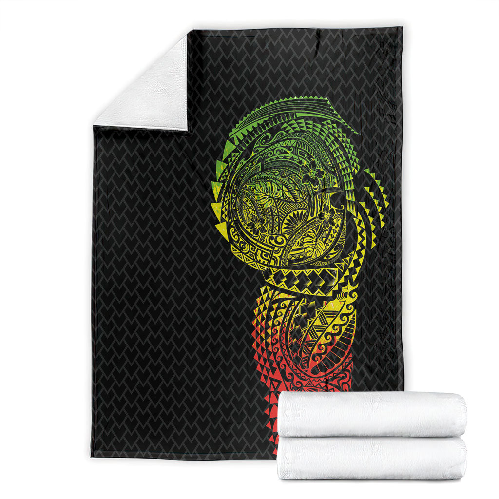 Hawaiian Traditional Tattoos Blanket Kakau Tribal Tropical Plant Motif Kanaka Maoli Flag Color Inspired LT03 - Polynesian Pride