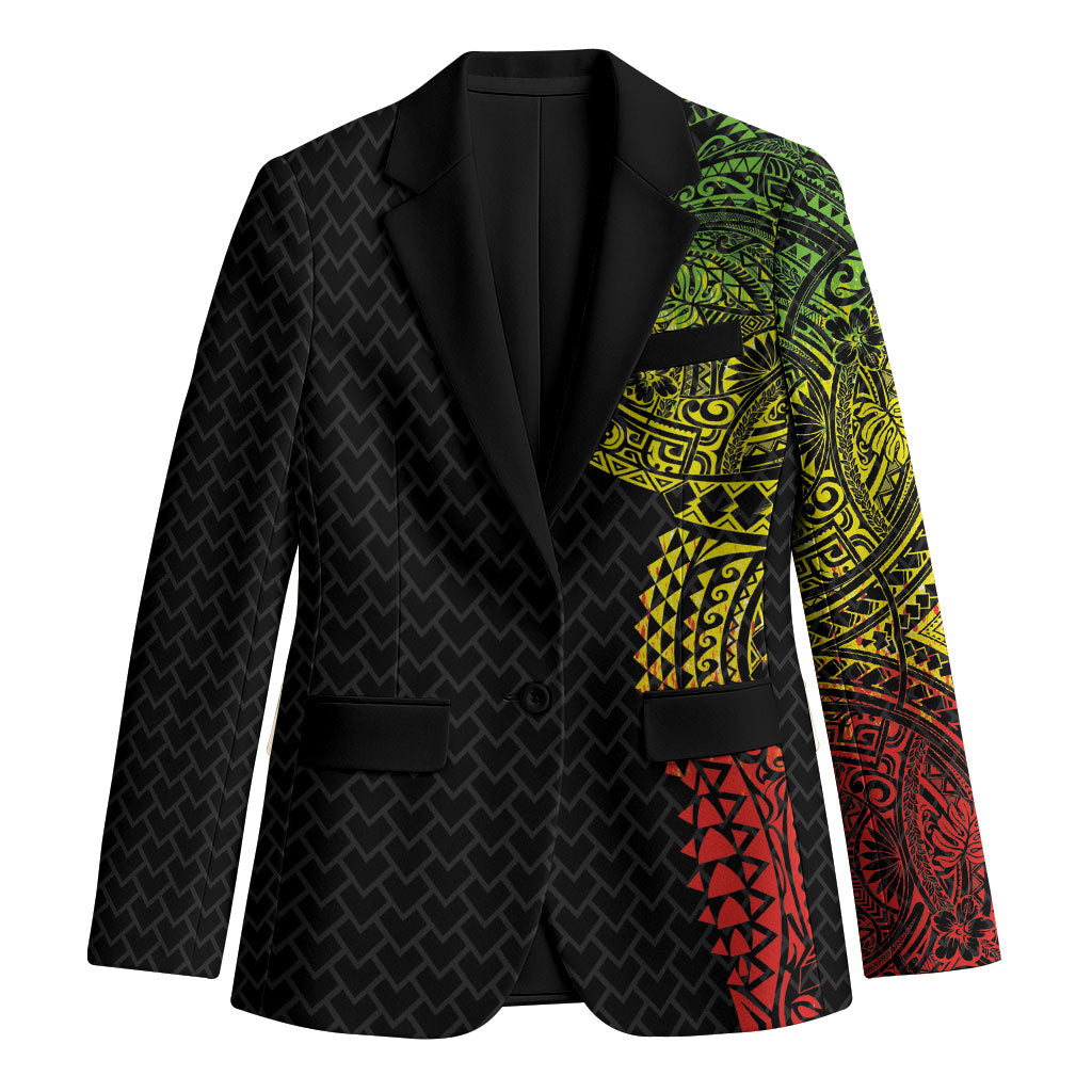 Hawaiian Traditional Tattoos Blazer Kakau Tribal Tropical Plant Motif Kanaka Maoli Flag Color Inspired