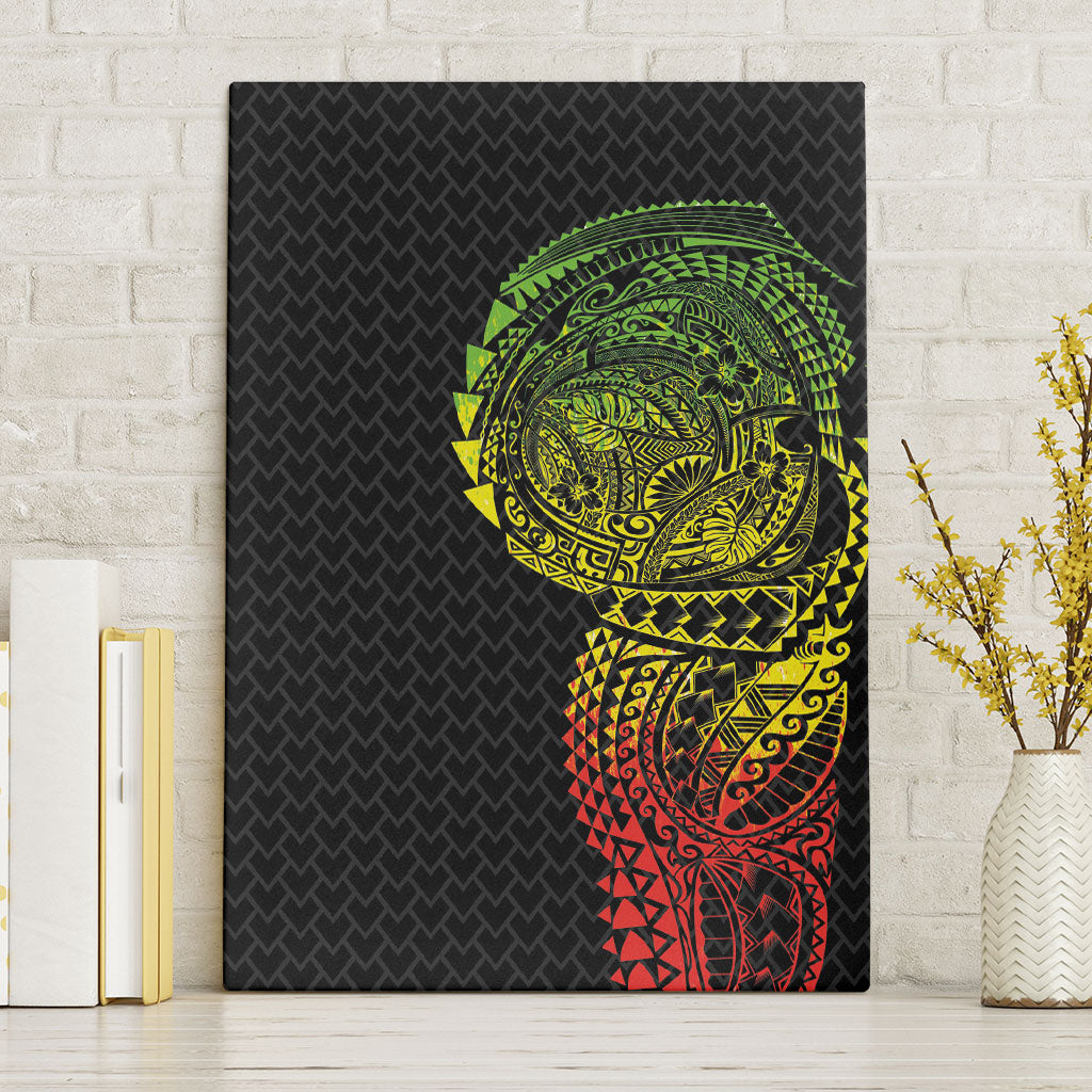 Hawaiian Traditional Tattoos Canvas Wall Art Kakau Tribal Tropical Plant Motif Kanaka Maoli Flag Color Inspired LT03 Without Frame Multicolor - Polynesian Pride