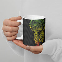 Hawaiian Traditional Tattoos Ceramic Mug Kakau Tribal Tropical Plant Motif Kanaka Maoli Flag Color Inspired LT03 - Polynesian Pride